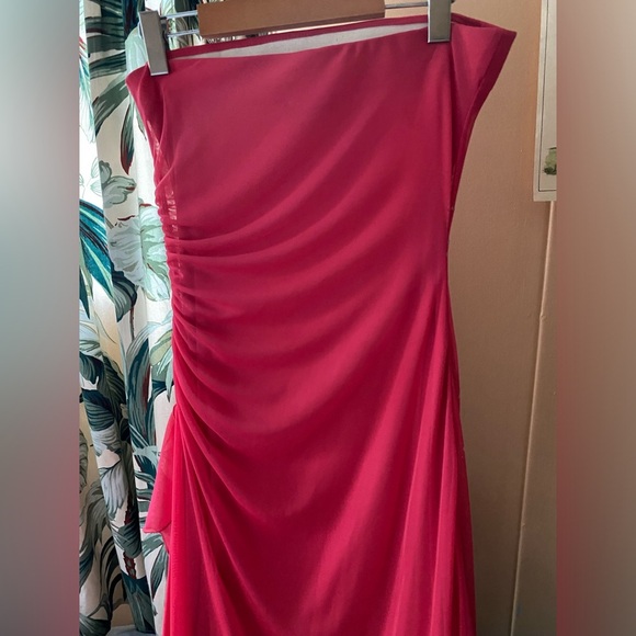 Vintage 90s Jessica Fairycore Flower Dress Pink Strapless Prom Long Mesh Overlay - Picture 7 of 12